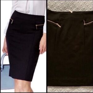 Michael Kors Black Pencil Skirt with Gold Accents